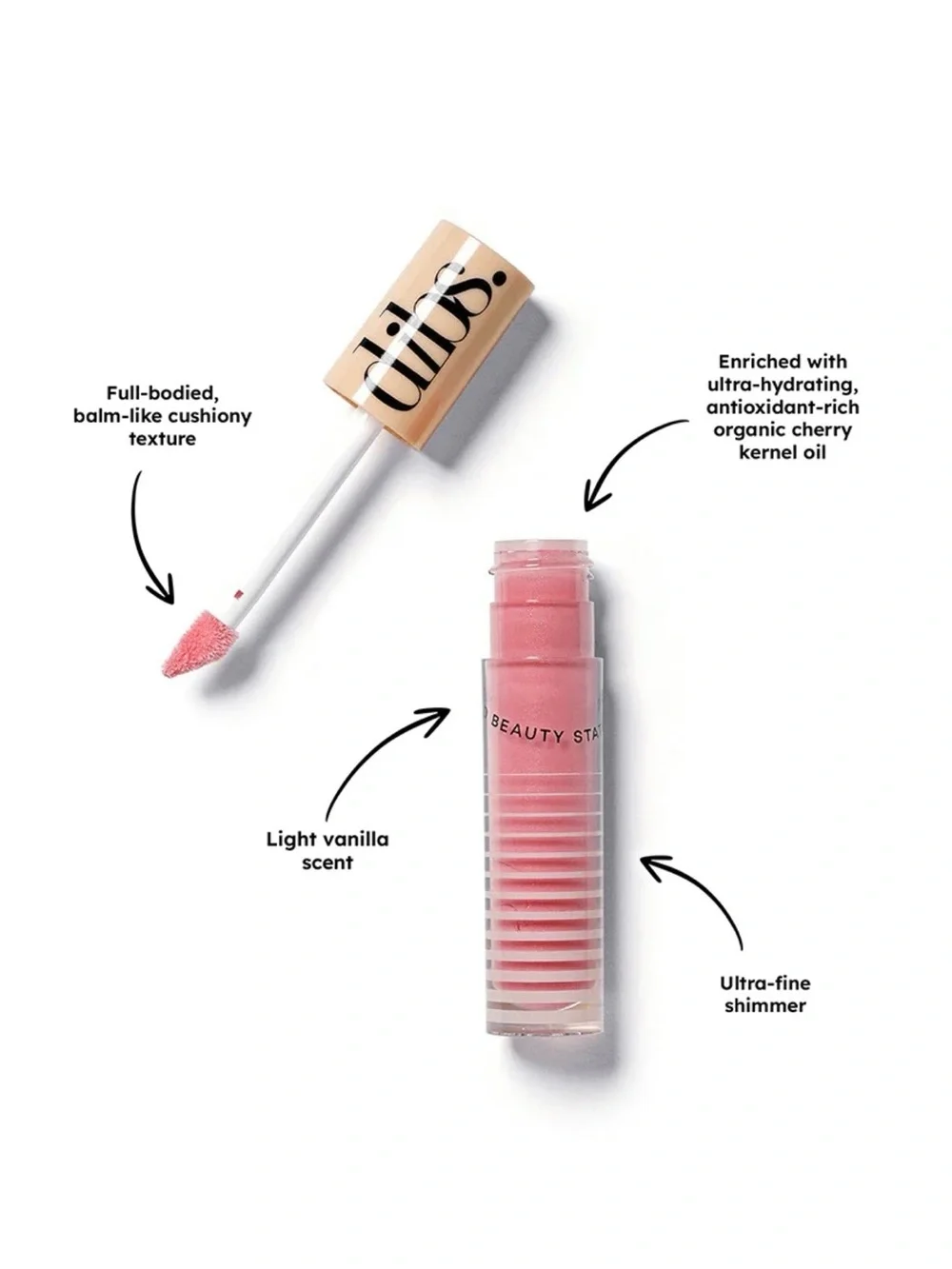 Dibs Go To Glossy Balm Effortless Pink - Rose Pink Shimmer